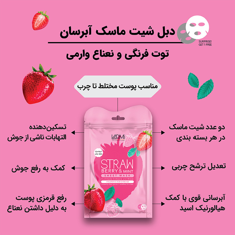 دبل شیت ماسک آبرسان توت فرنگی و نعناع وارمی