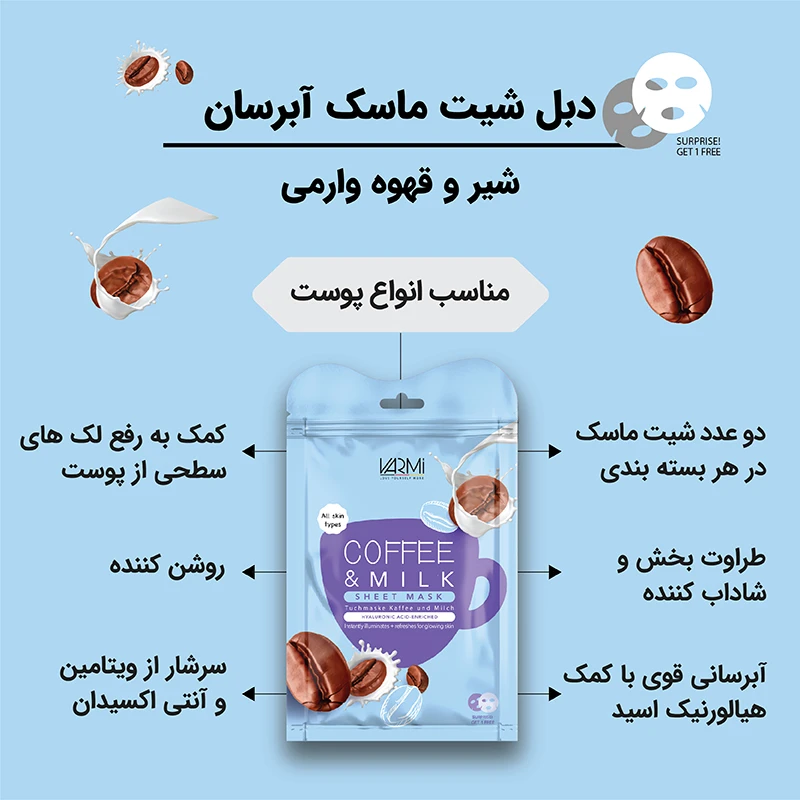 دبل شیت ماسک آبرسان شیر و قهوه وارمی